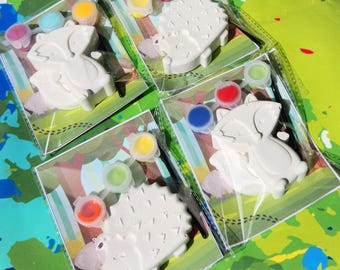 Fox & Hedgehog Paint Your Own Kits, Woodland Party Favors, DIY Kids Craft Kit, Birthday Party Activity, Non Candy Gift