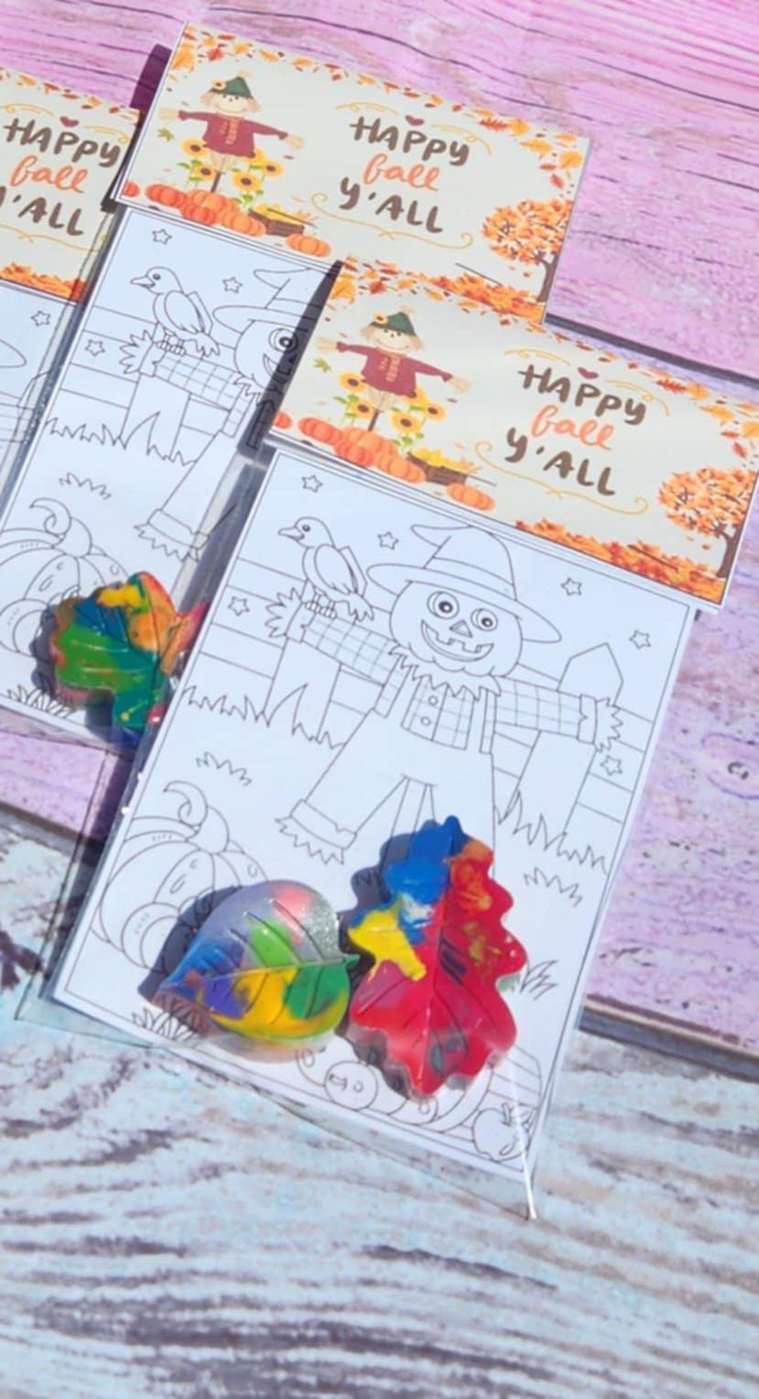 Happy Fall Coloring Kits | Leaf Crayons | Thanksgiving Party Favors ...