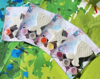 Kits de peinture queues de sirène et coquillages pour plâtre – Cadeaux de fête à faire soi-même pour enfants, activité créative d'anniversaire sous la mer
