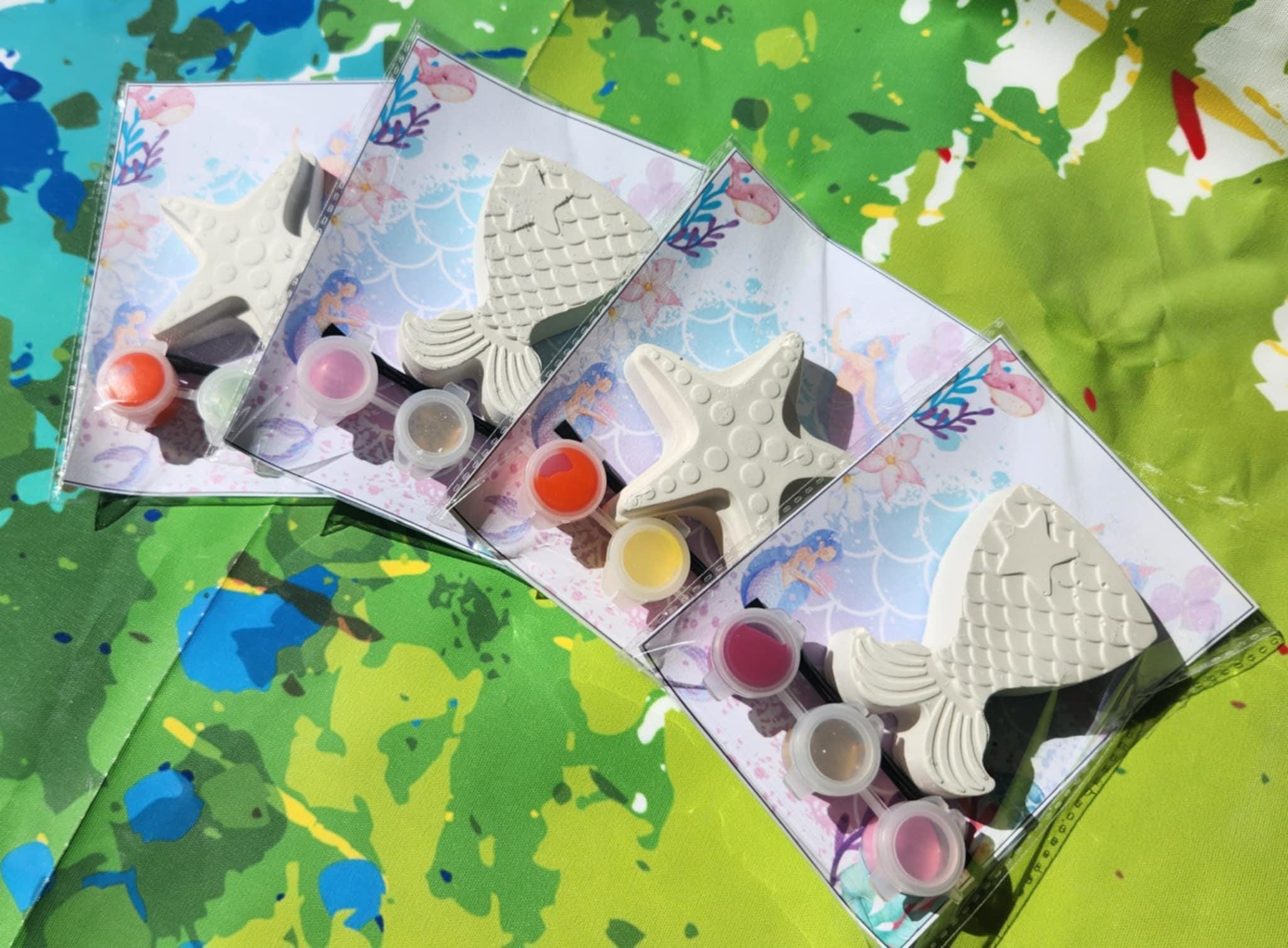 21 Mermaid Magic: Enchanting Craft Ideas for Kids 6 Mermaid Tails and Shell Plaster Paint Kits - DIY Party Favors for…
