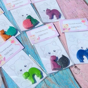 Kitty Party Favors l Cat Crayons l Thank you Handouts l Coloring l Kids Art l Cat Party l Take home Gift