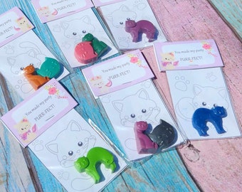Kitty Party Favors l Cat Crayons l Thank you Handouts l Coloring l Kids Art l Cat Party l Take home Gift