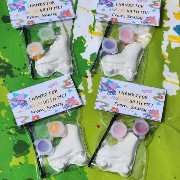 Rollerblade Paint Kit Party Favors | Fun Kids Art Activity | DIY Plaster Craft | Retro Birthday Gift l Kids Party Gifts l Rollerblade theme