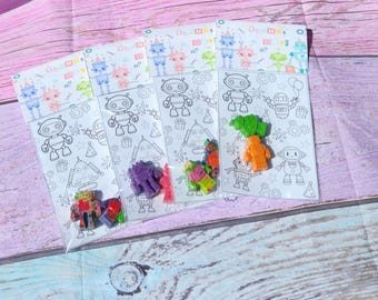 Girl-Themed Robot Coloring Kit with Crayons | Robot Birthday Party Favors | Robot for Girls | STEM Party Goodie Bags | Robot Party Fillers