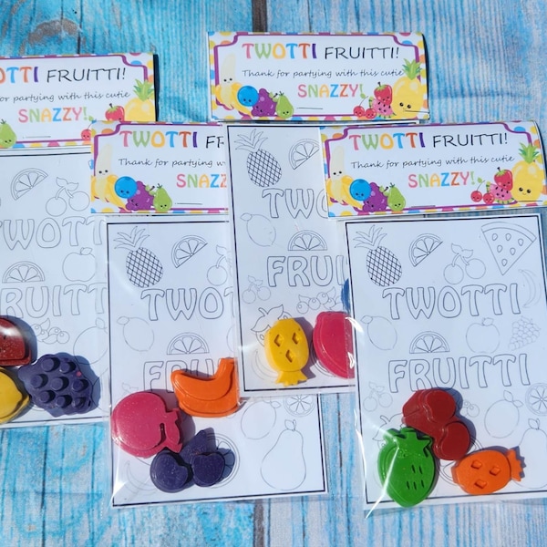 Twotti Fruitti Color Kits, Coloring Pages  ,  Crayon names, Crayons, Birthday Party Favors l Kids Party Activity , Party Favor
