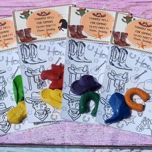 Cowboy Themed Coloring Kits with Crayons, Party Fillers - Party Favors - Western Crayons - Rodeo Birthday