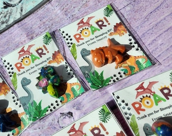 Dinosaur Mini Party Favors | Dinosaur Crayons | Boy Dino Birthday | Kids Party Favor Kits | Classroom Handouts