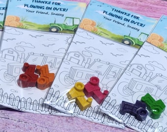 Farm Tractor Party Favors | Barnyard Coloring Kit | Personalized Crayon Set | Barn Birthday | Tractor Crayons | Kids Party Activity
