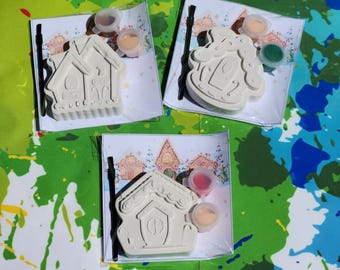 Gingerbread House Paint Kits | Christmas Party Favors | Kids Christmas Craft | School Handouts | Holiday Party Bag Filler | Stocking Stuffer