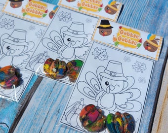Thanksgiving Coloring Kits , Party Favors Crayon names, Crayons - Turkey Coloring page - Pumpkin Crayons