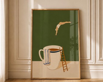 Minimalist Coffee Print | Diving into Coffee Art (Digital Download)