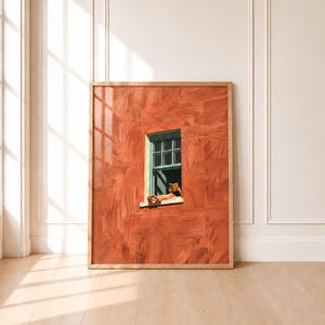 Woman Reading in Window Print, Book Lover Wall Art, Terracotta Orange Decor, Reading Book Art, Literary Slow Living Gift