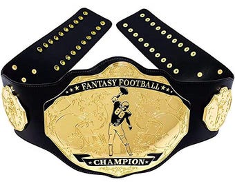 Custom Handmade Fantasy Football Championship Belt: Real Leather Strap, Adult Size