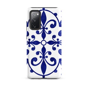Mediterranean Tile Samsung Case, Blue Yellow Samsung Phone Cover, Italian Coastal Phone Case, Sicilian Style Protective Case