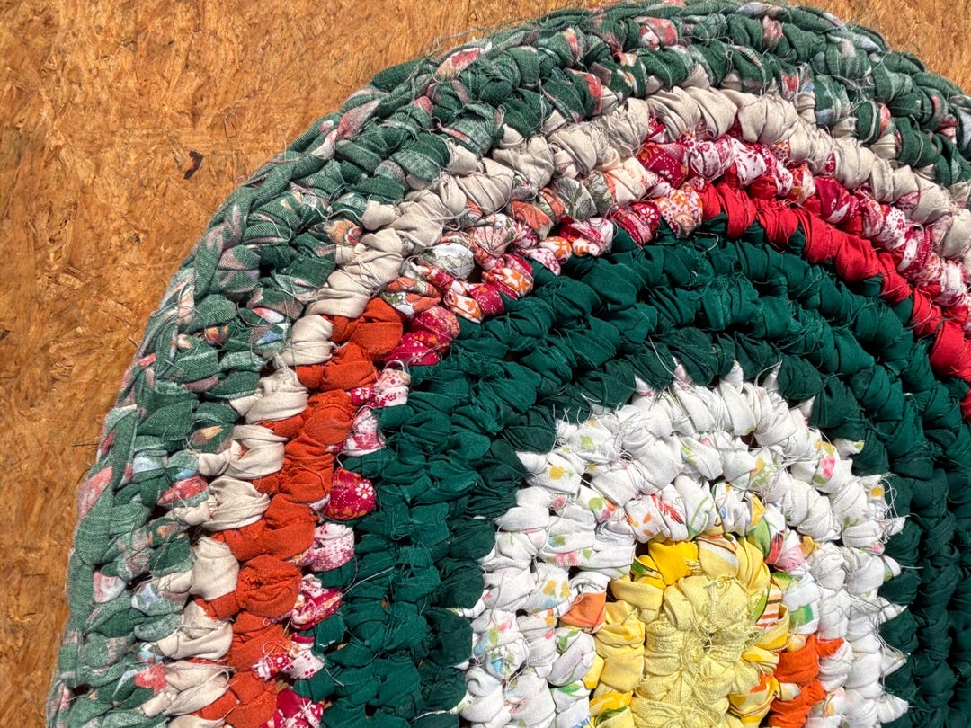 Multi Colored Handmade Rag Rug, Crocheted and Made of Upcycled Fabrics ...