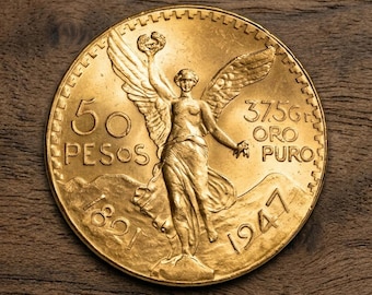 Moneda mexicana de oro de 50 pesos Centenario Ángel, 1921-1947, monedas antiguas mexicanas raras, monedas antiguas de colección para coleccionistas, regalos vintage.