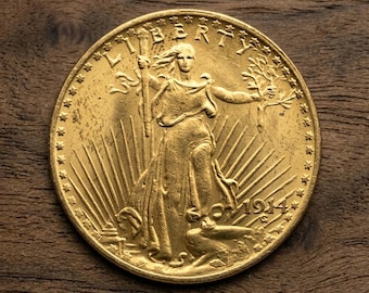 Moneda de oro Double Eagle de 20 dólares de Saint Gaudens de 1914, monedas de oro raras, monedas antiguas de colección para coleccionistas, moneda de oro antigua de EE. UU.