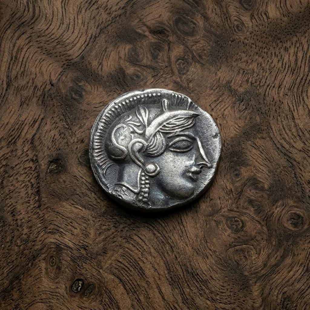 Ancient Greek Silver Coin Athenian Owl Tetradrachm, Athena Owl Coin ...