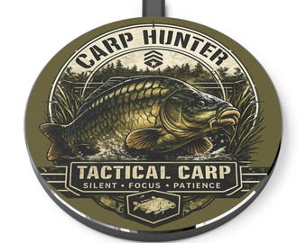 Carp Fishing Wireless Charger | Angler Phone Charging Pad | Fisherman Gift Idea | Carp Lover Desk Accessory