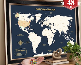 Custom push pin map,push pin world map,retirement gifts,travel gifts,dad gifts