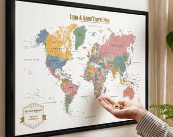 personalized push pin travel map,couples travel map,travel map tracker,travel gift,fathers day gift,gift for him