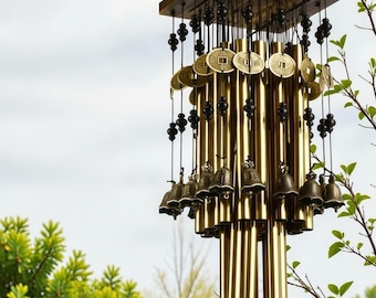 Gran carillón de viento de metal para decoración de exteriores, ideal para jardín, patio o balcón. Regalo perfecto para meditación zen. Campanas colgantes rústicas.