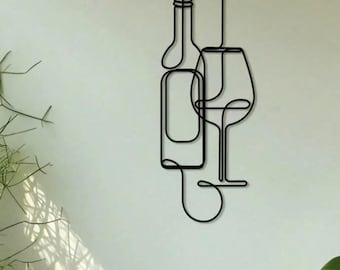 Minimalist Wine Rack Wall Art Metal Bottle Holder for Modern Dining Room Decor Black Iron Kitchen Gift