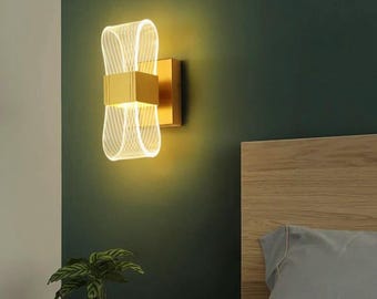 Modern LED Wall Sconce Gold Aluminum Bedside Lamp Minimalist Nordic Wall Light for Living Room Bedroom Decor