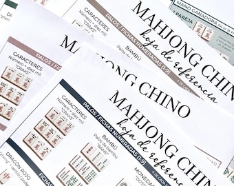 SPAANS - Chinees Mahjong Referentieblad (printbaar PDF, kleurenpakket) | Mahjonggids voor beginners | Direct downloaden