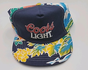 Vintage Coors Light Tropical Floral Strapback Adjustable Hat Cap