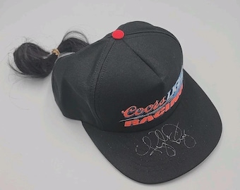 Vintage Coors Light Racing Hat Cap Snapback Ponytail Kyle Petty NASCAR Signed