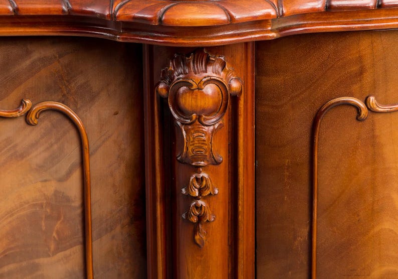 Antique Solid Wood Console Table Hand Carved Vintage Sideboard, Classic ...