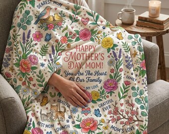 Happy Mothers Day Mom Decke, Samtdecke, Geburtstagsgeschenk für Mütter, Mutterleben-Decke