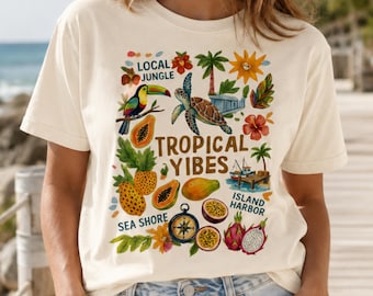 Tropische Vibes T-Shirt, Strandferien T-Shirt, Insel Grafikshirt, Sommer Geschenk, Mädchen Reise Shirt, Reisegeschenk