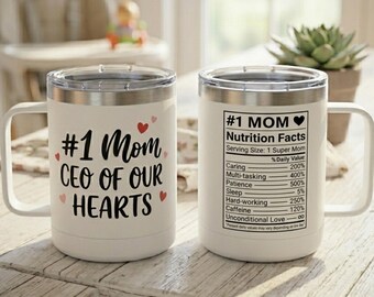 Nummer eins Mom Kaffeetasse, 15 Unze Edelstahl Edelstahlbecher, Geschenk für Mama, Geschenk von Tochter Sohn