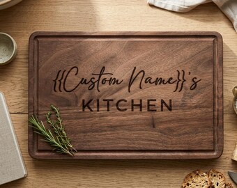Personalisiertes graviertes Holzschneidebrett, individuelle Küchendekoration, Geschenk für Mama, Geburtstagsgeschenk, Muttertagsgeschenk