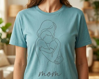Trendy Mom Line Art T-Shirt | Mother & Child Graphic Tee | Mother’s Day Shirt | Mama Shirt