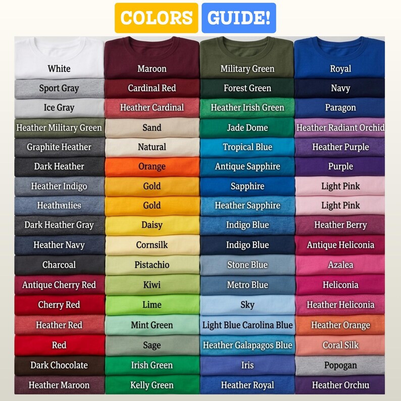 t-shirt color guide