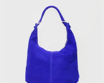 Ladies Women Real Italian Suede Leather Shoulder Bag Tote Hobo Slouch Handbag Purse