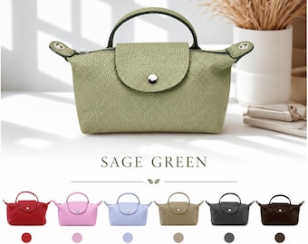 Genuine Leather Mini Grab Bag, Detachable Strap Handbag, Silver Hardware