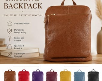 Italian Genuine Leather Backpack Purse, Convertible Rucksack Handbag, Everyday Women Bag