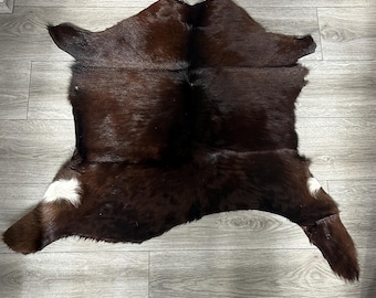 Natural Brazilian Calfskin Rug – Soft Cowhide, Rustic Home Decor (36" L x 24" W)