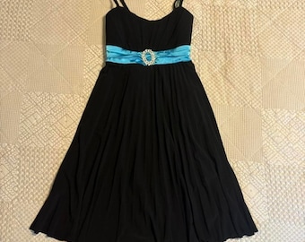 Y2K Taboo Black and blue babydoll dress with rhinestone belt, M
