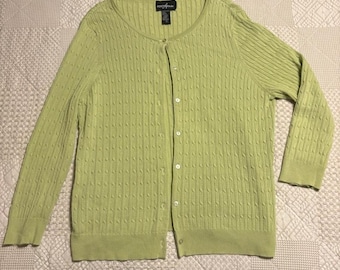 VTG Coquette Pastel Green cable knit cardigan