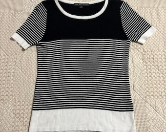 Brooks Brothers 346 black and white striped top , XS