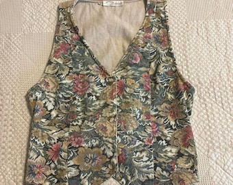 Vintage Coquette Multicolored Pastel Floral Vest