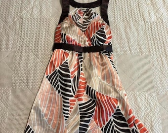 Y2K Dtudio Y Brown and Orange Abstract Tie Back Blouse
