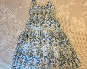 Y2K Zoey Beth blue and white paisley dress , Large