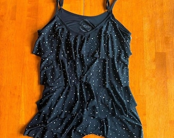 Y2K INC International Concepts black polka dot rhinestones with ruffles