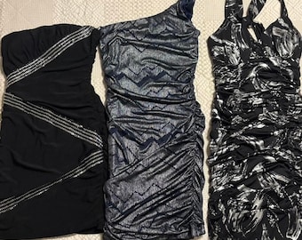 Bundle of 3 Y2K Sparkly Bodycon Party Dresses, Size Small
